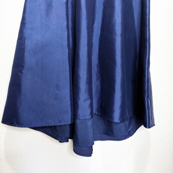 Halston Heritage High Low Sateen Cocktail Dress Mini Structured Cap Sleeve - Picture 8 of 14